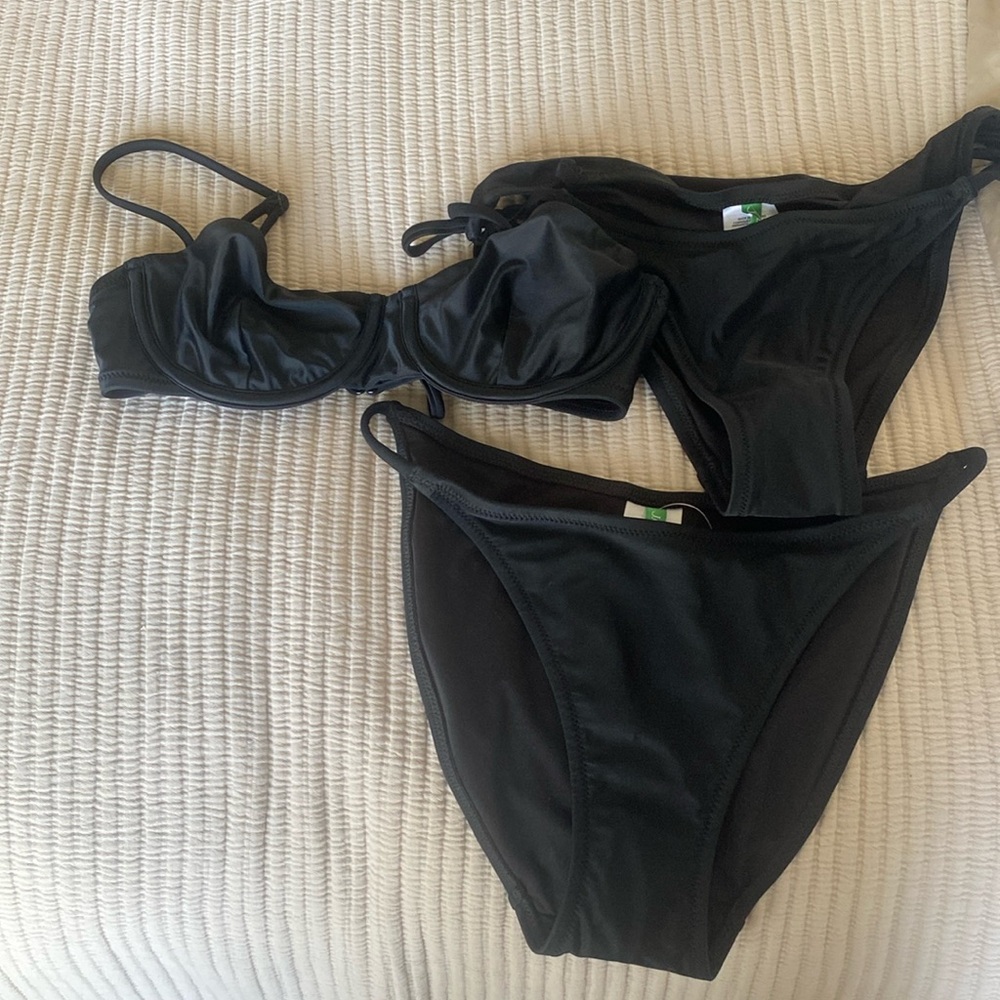 J Crew 3 piece bathing suit set, black
